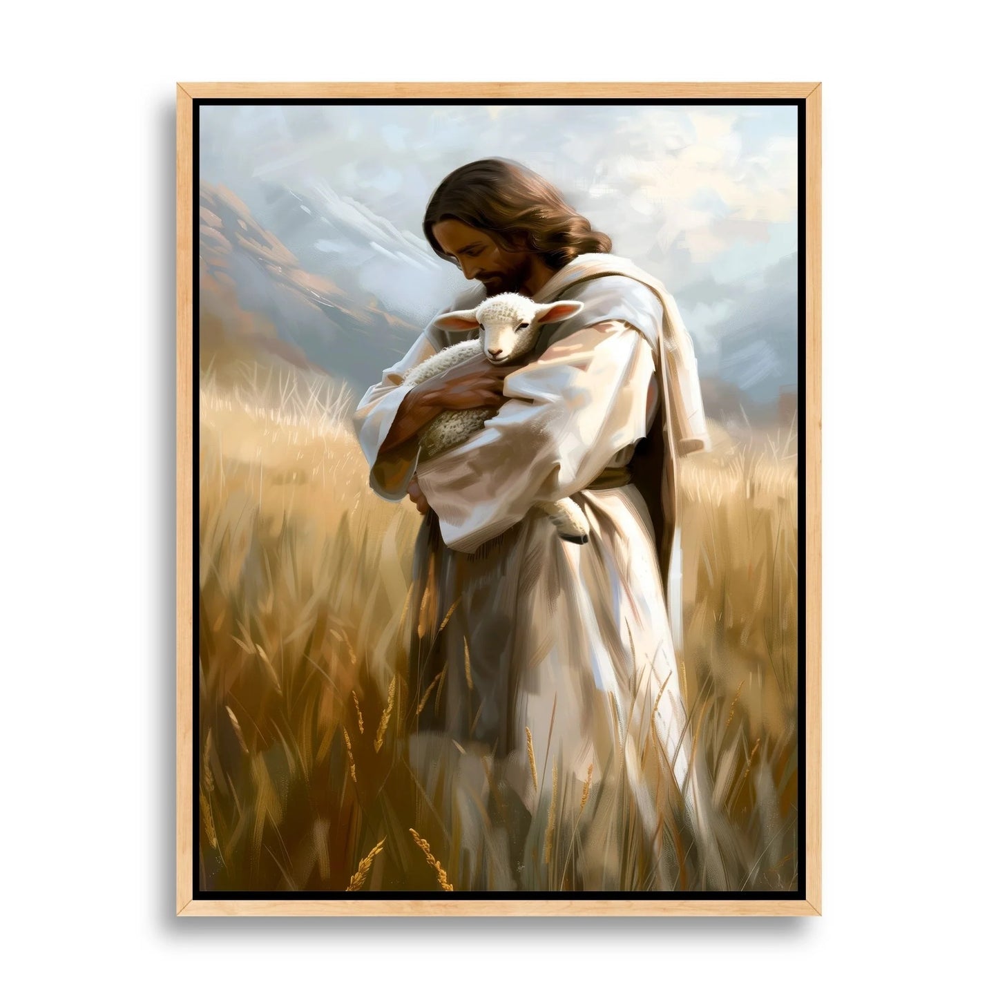 Jesus Holding a Little Lamb - Canvas