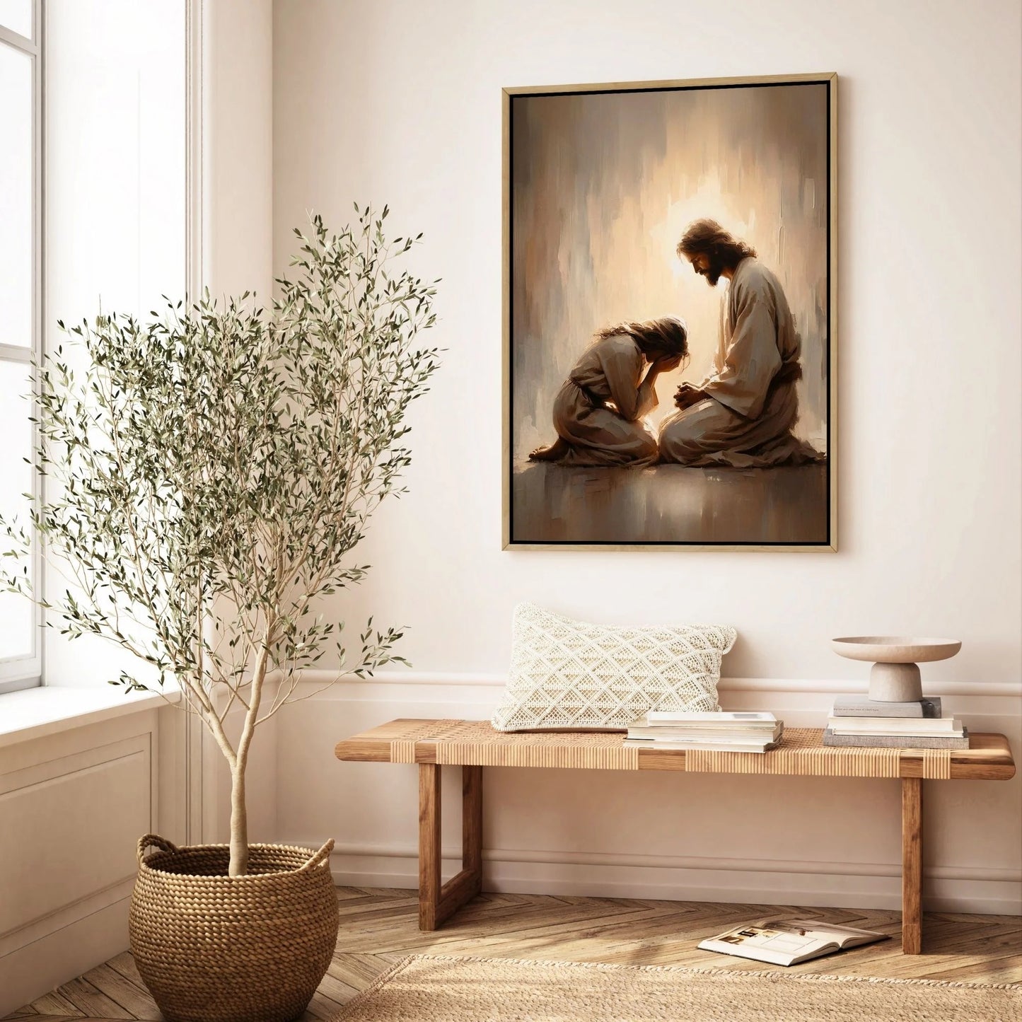 Girl Crying with Jesus