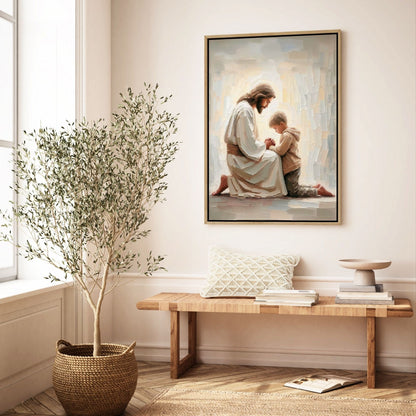 Jesus Praying With Boy - Canvas