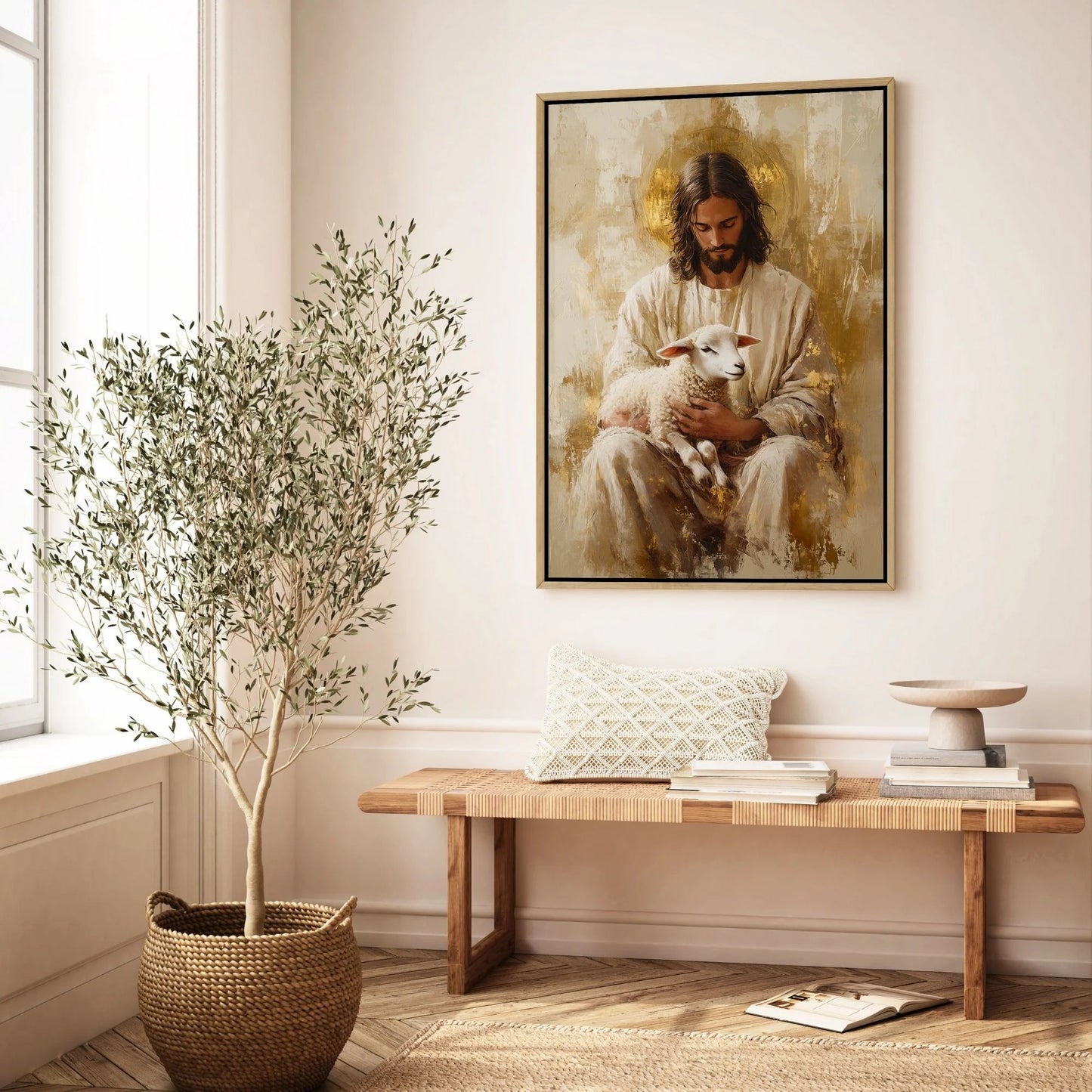Jesus and the Lamb - Canvas