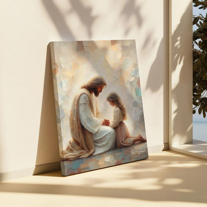Jesus Praying With Girl - Canvas