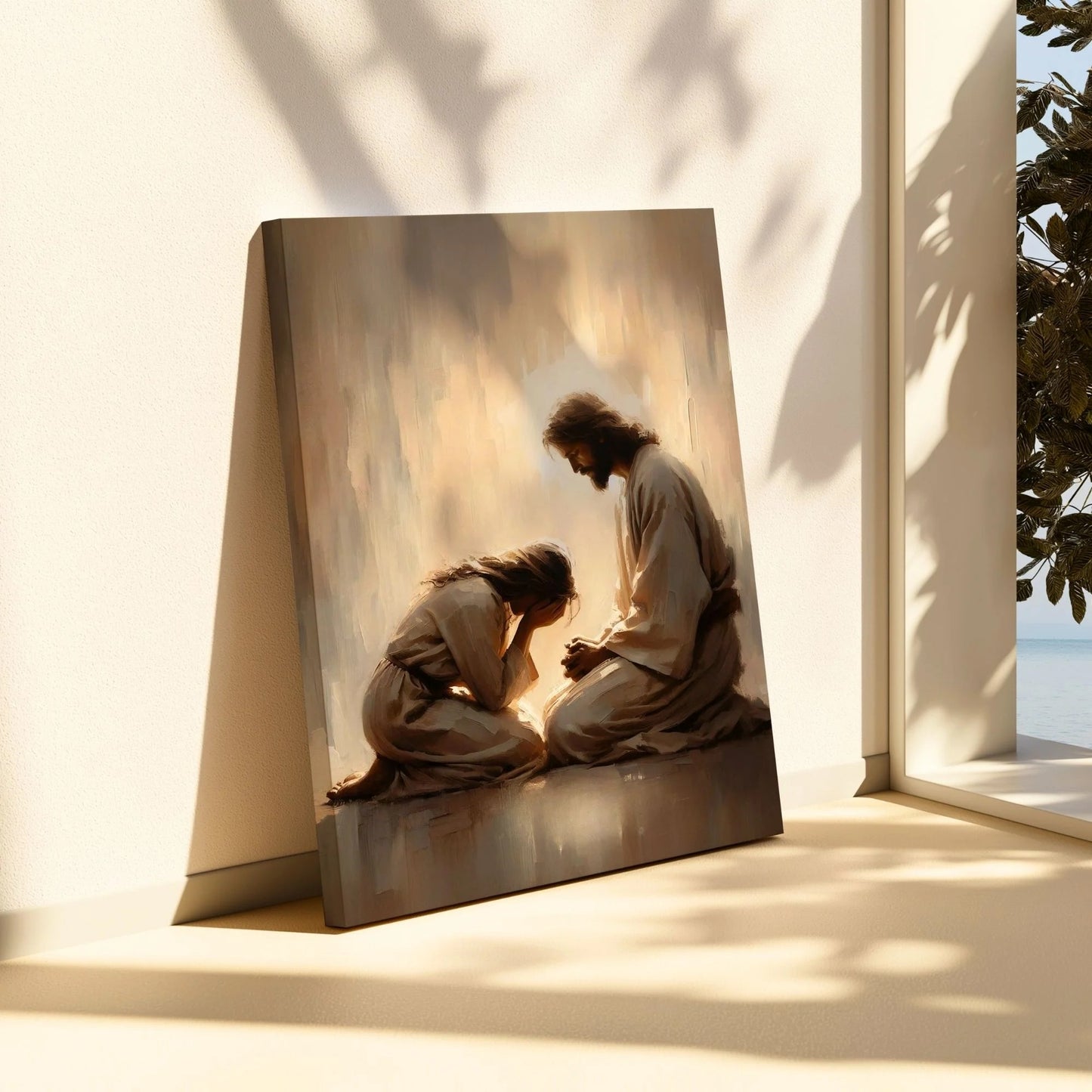 Girl Crying with Jesus