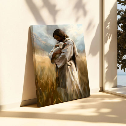 Jesus Holding a Little Lamb - Canvas