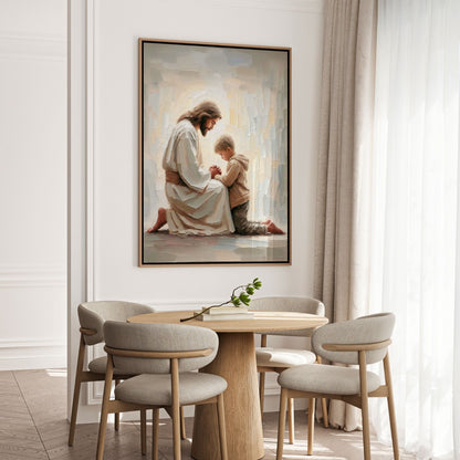 Jesus Praying With Boy - Canvas