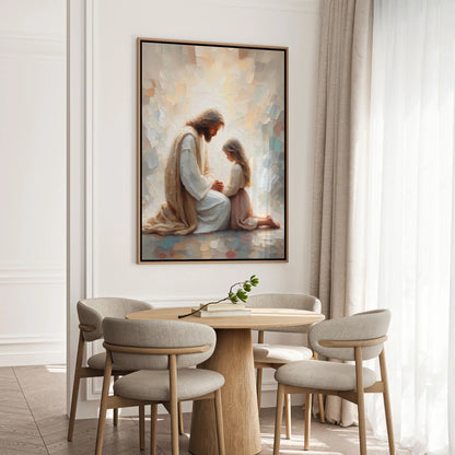 Jesus Praying With Girl - Canvas