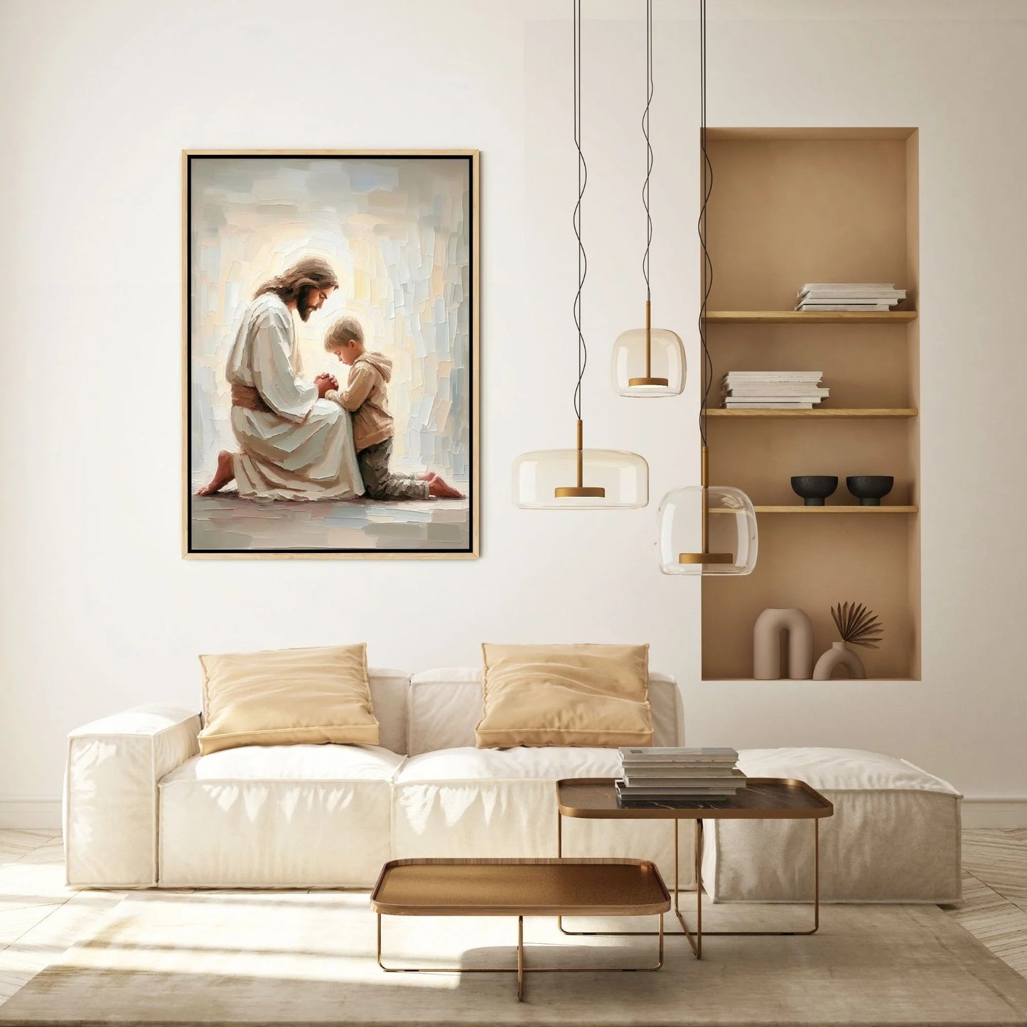 Jesus Praying With Boy - Canvas