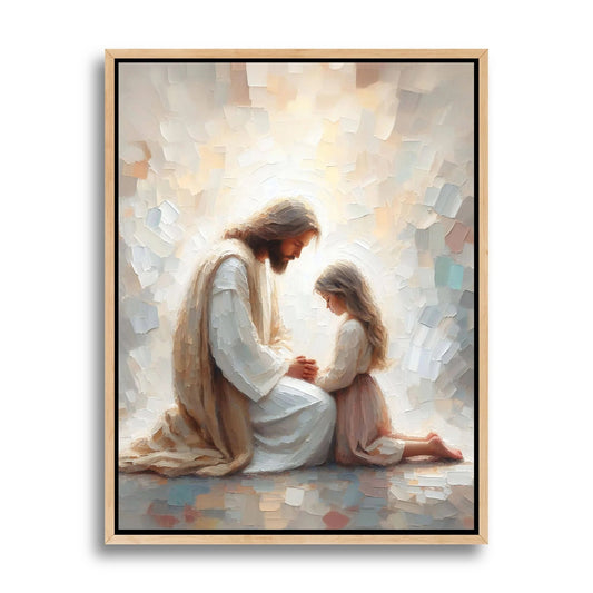 Jesus Praying With Girl - Canvas