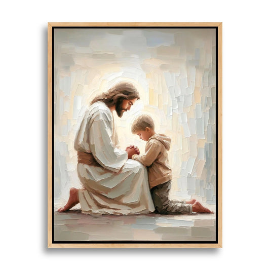 Jesus Praying With Boy - Canvas
