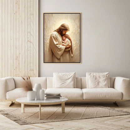 Jesus Holding a Baby - Canvas