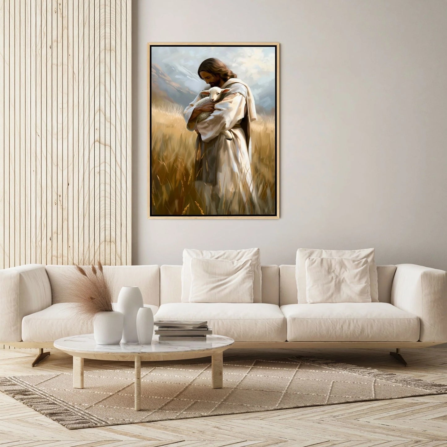 Jesus Holding a Little Lamb - Canvas