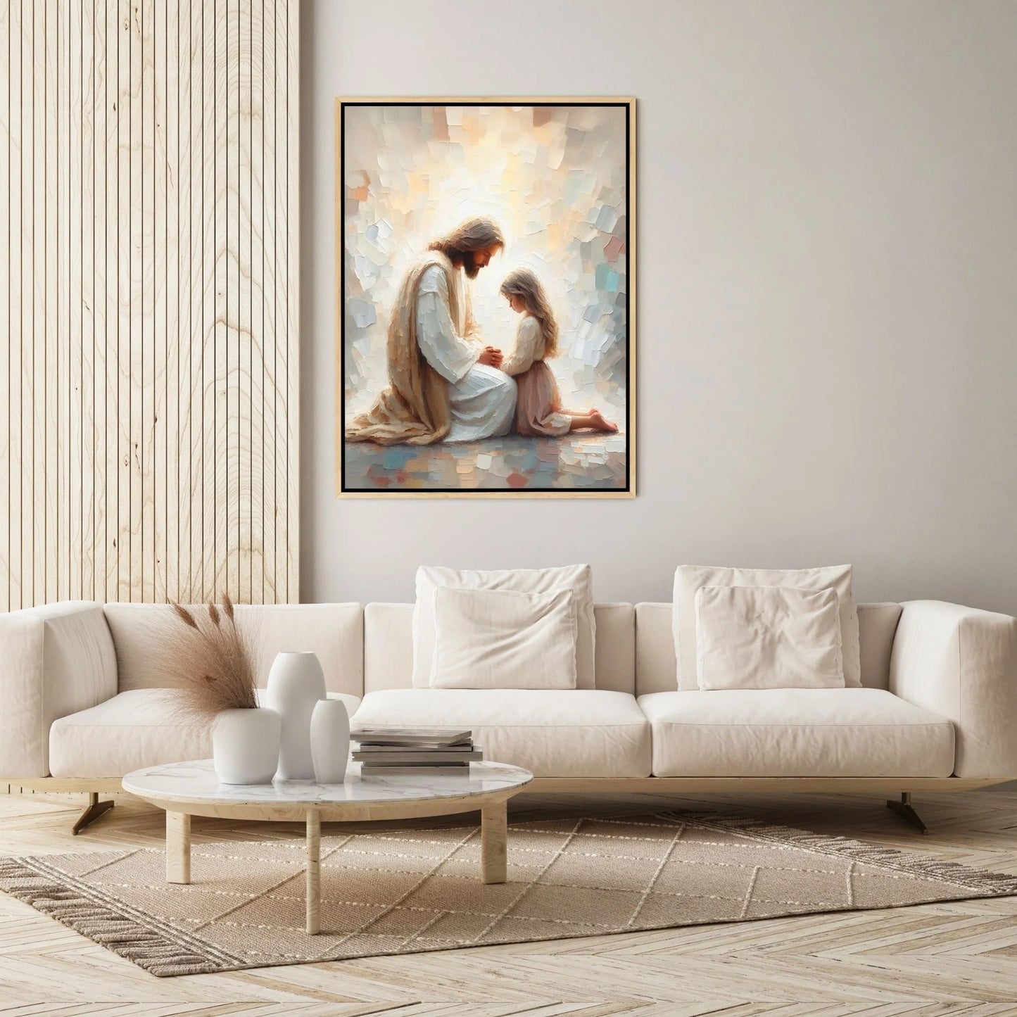 Jesus Praying With Girl - Canvas