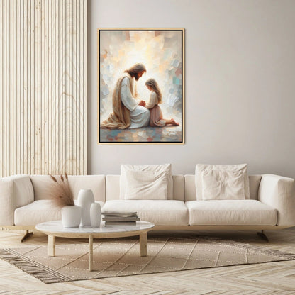 Jesus Praying With Girl - Canvas