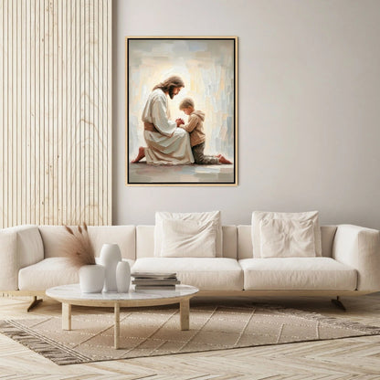 Jesus Praying With Boy - Canvas