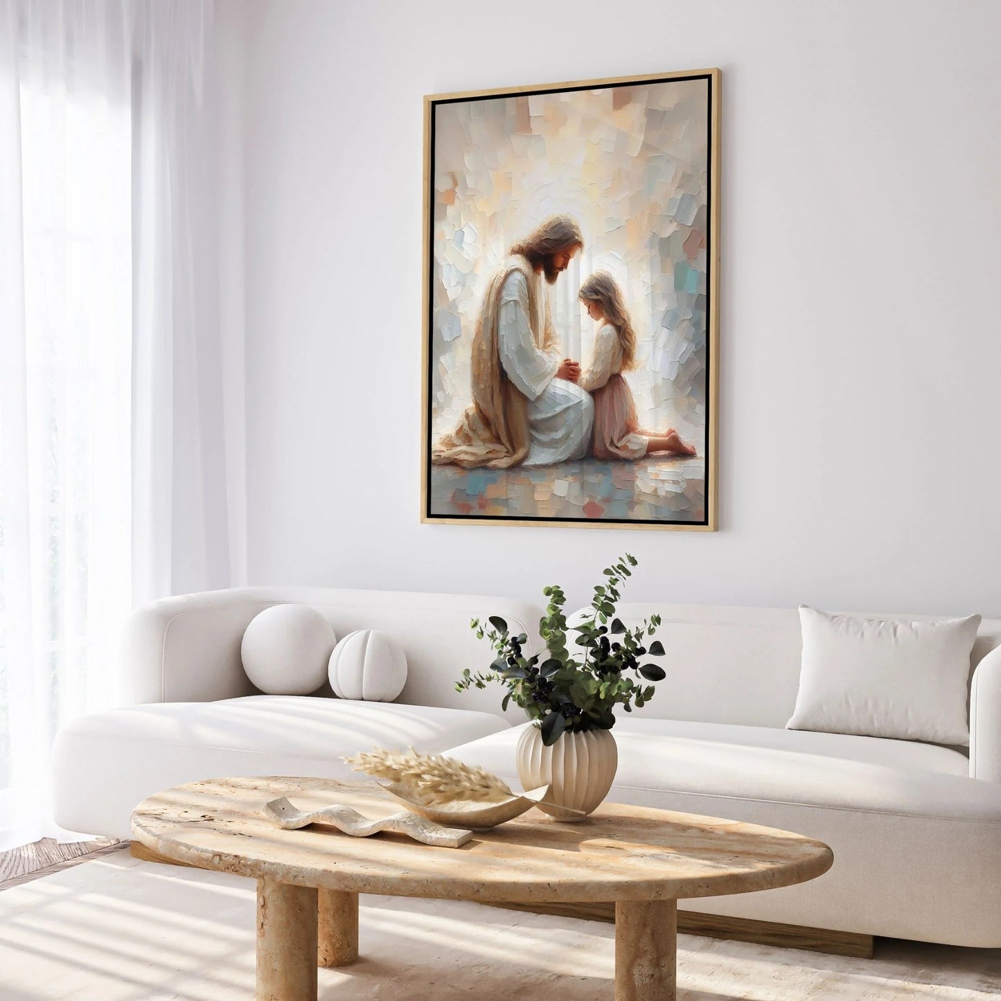 Jesus Praying With Girl - Canvas