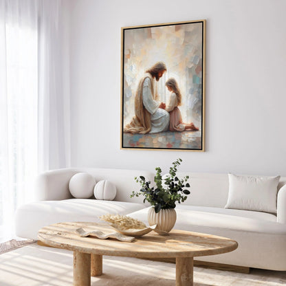 Jesus Praying With Girl - Canvas