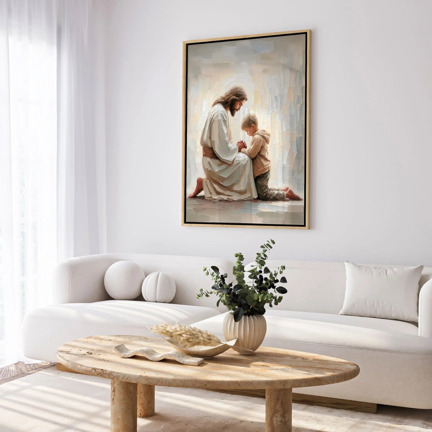 Jesus Praying With Boy - Canvas