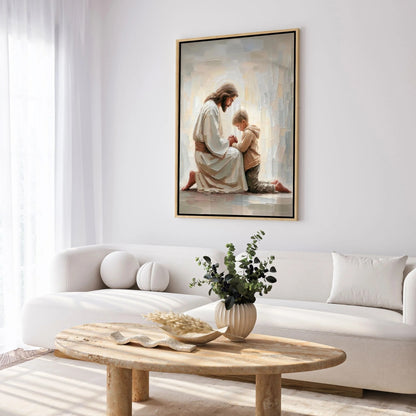 Jesus Praying With Boy - Canvas