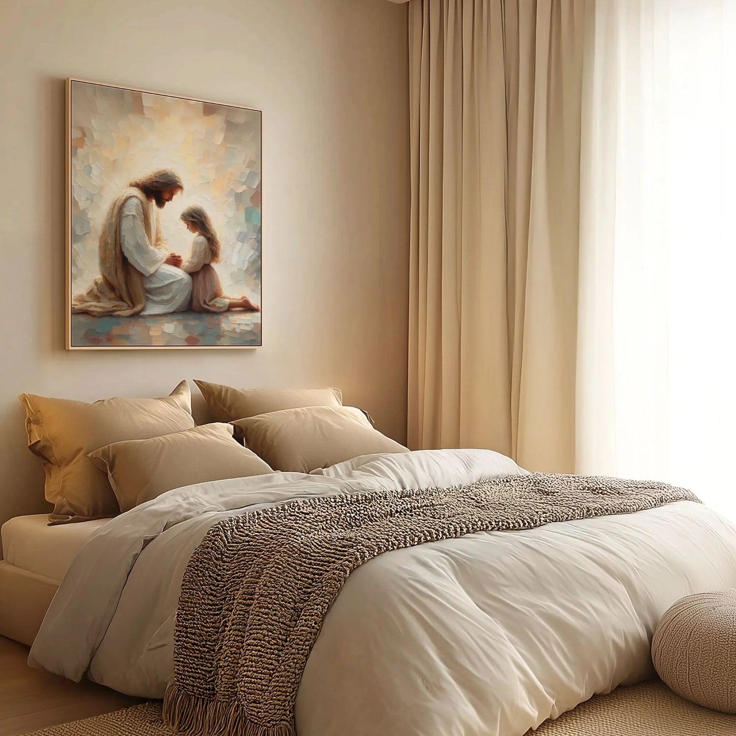 Jesus Praying With Girl - Canvas