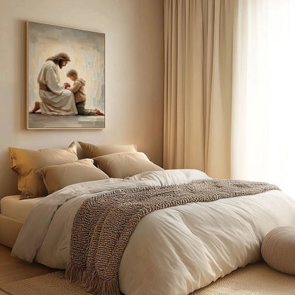 Jesus Praying With Boy - Canvas