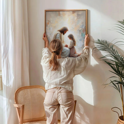 Jesus Praying With Girl - Canvas