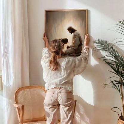 Girl Crying with Jesus