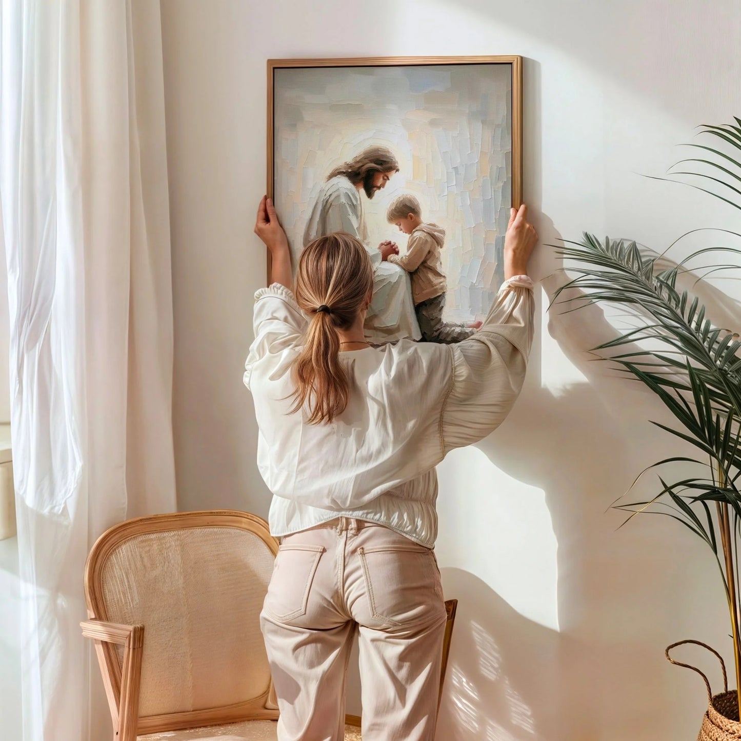 Jesus Praying With Boy - Canvas