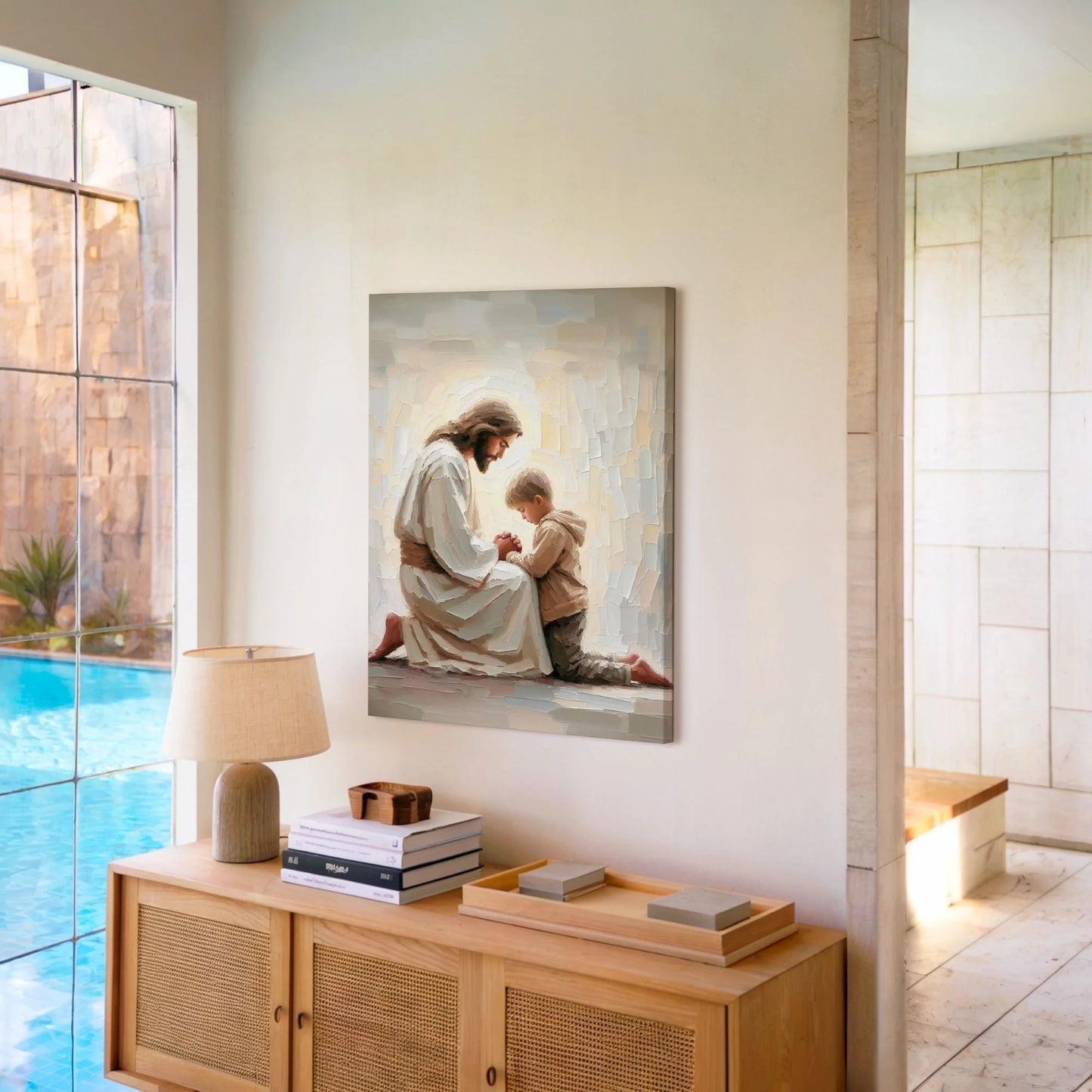 Jesus Praying With Boy - Canvas