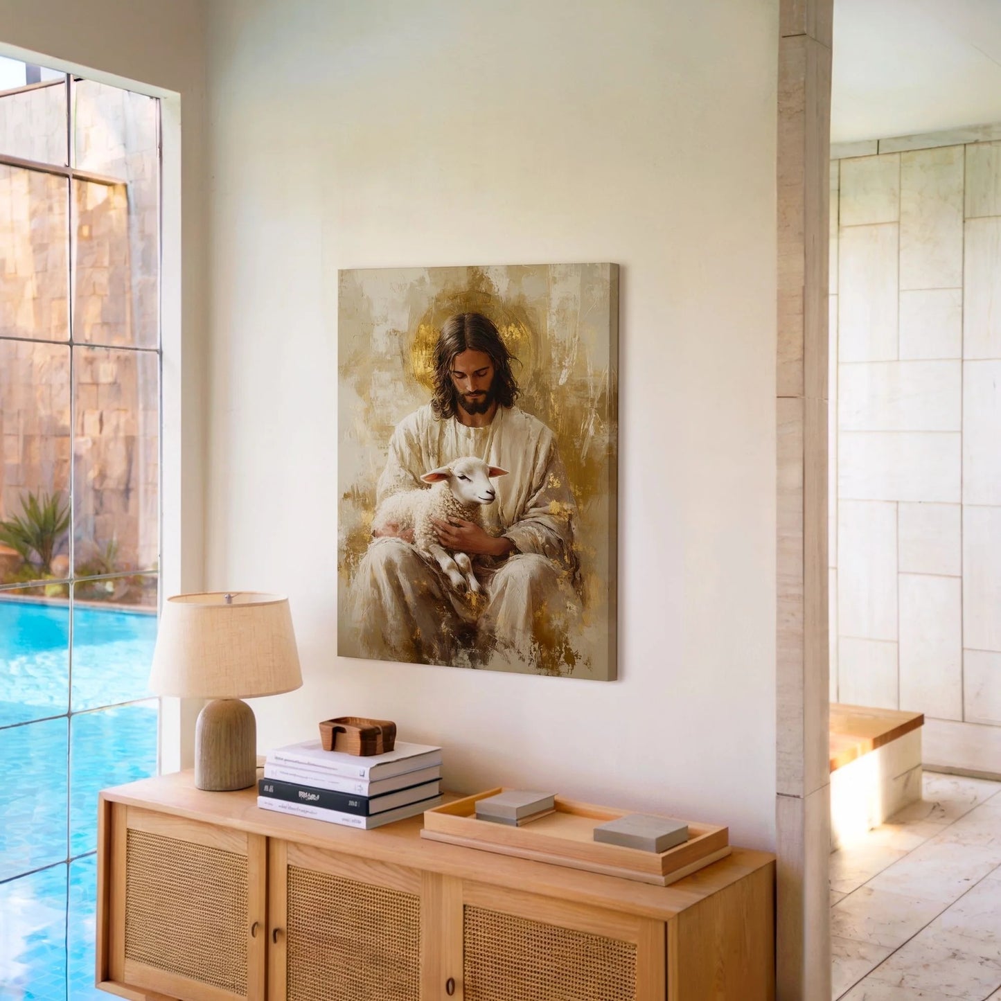 Jesus and the Lamb - Canvas